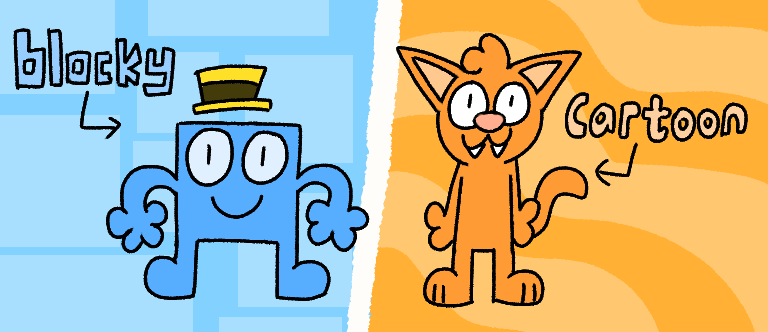 Blocky and Cartoon